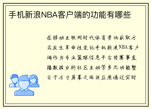 手机新浪NBA客户端的功能有哪些